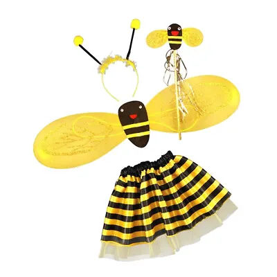 Girls Bumble Bee Costume Insect Fairy Party Fancy Dress Kids Outfit Set New • £7.75