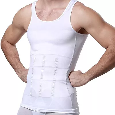 Mens Slimming Body Shaper Belly Chest Compression Vest Girdle T-Shirt Tank Top • $10.28