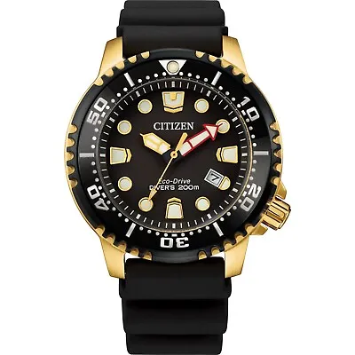 Citizen Eco-Drive Men's Diver Calendar Black Gold Tone 44MM Watch BN0152-06E • $154.99