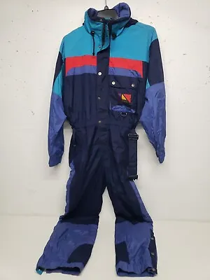 Vtg 90s Ski Suit One Piece Snowsuit SERAC Onsie Snow Bib No Limits Mens Large 42 • $119