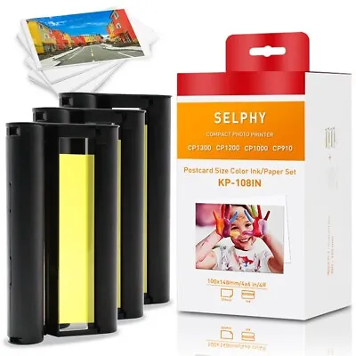 Canon KP-108IN Ink 4 X 6  Photo Paper Set For Selphy CP1300 CP1200 CP1000 CP910 • £29.55