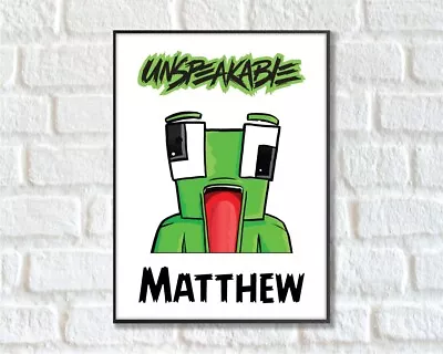 Personalised Unspeakable A4 Art Print Gamer Poster Gift Minecraft Roblox Kids • £4.89