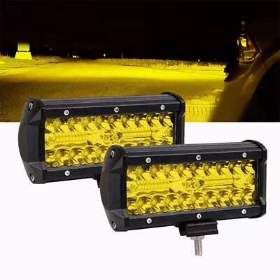 2x 7  320W Amber LED Work Light Bar Spot Flood Driving Fog OffRoad 4WD UTV 6  • $25.99