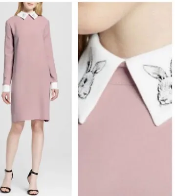 Victoria Beckham X Target Pink Bunny Rabbit Collar Long Sleeve Shift Dress S • £23.13