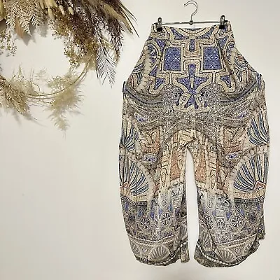 Camilla Franks Silk Trouser Pants Wide Leg Harem Embellished Sacred Waters XS • $259