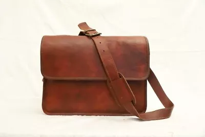 Men's Rare Goat Leather Vintage Laptop Messenger Handmade Briefcase Bag Satchel • $54.99