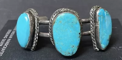 Vintage Navajo Turquoise Sterling Bracelet/Cuff  6 3/4  • $125