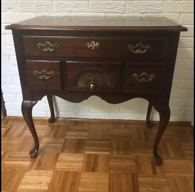 Thomasville 20th C Queen Anne Antique Newport Lowboy Chest Table Drawers Fan • $849