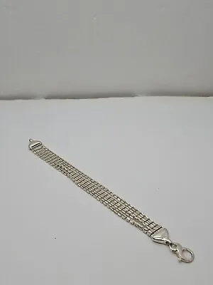 Sterling Silver 925 Milor Italy Elongated Bead Multi 8 Strand Bracelet • $44.99