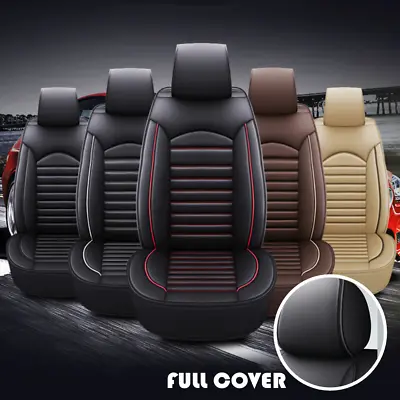 Universal Car Seat Cover 5 Seats Full Set Luxury Leather Front Rear Back Cushion • $59.45