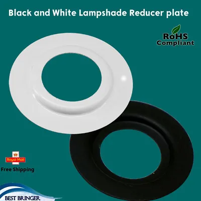 2 X White And Black Lamp Shade Adapter Reducer Plate Washer Ring Metal Converter • £3.14