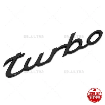 $14.99 • Buy Gloss Black Look Porsche Turbo Letters Rear Badge Liftgate Emblem Look Deck Lid
