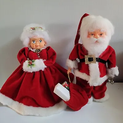 Vtg Handmade Mr & Mrs Santa Claus Red Velvet Clothes Body Made From Soap Bottle! • $13.99