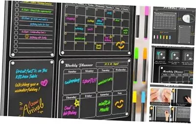 DIYMAG 4Pcs Acrylic Magnetic Dry Erase Calendar For Fridge MTH+WK+DLY+MEMO • $34.12