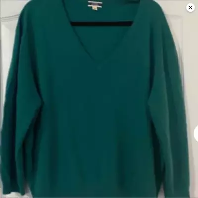 Women’s J Crew Cashmere V Neck Sweater Size Large ~ Green • $45