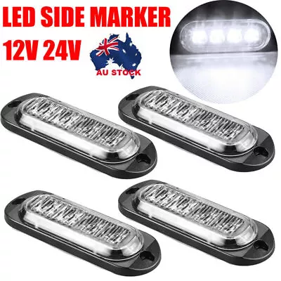 4x 4 LED White Side Marker Light Truck Trailer Clearance Indicators Lamp 12V 24V • $19.94