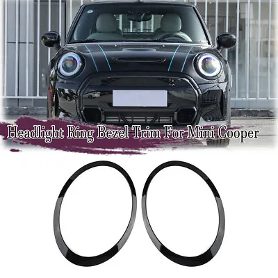 Pair Gloss Black Headlight Trim Ring Bezel For Mini Cooper R55 R56 2007-2015 • $19.50