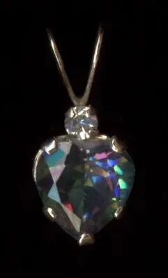 New 10K Solid Yellow Gold 6mm Heart Purple Mystic Topaz Gemstone Pendant *fk • $44.95