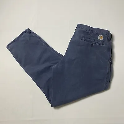 Carhartt FR 38x34 (38x31) FLAME RESISTANT Navy Blue Canvas Work Pants 371-20 • $14.99