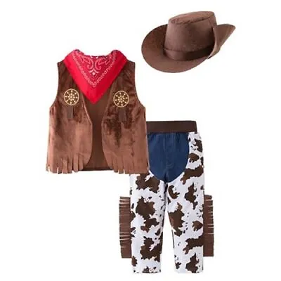 NWOT Kid Boys Halloween Cowboy Costume 4pcs Set Cosplay Event Dress Up Outfits • $9.99