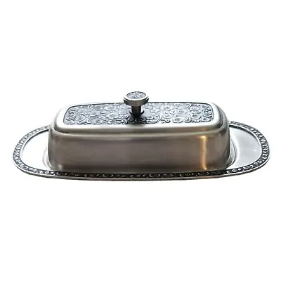 Vintage Oneida Custom Floral 18/8 Stainless Butter Dish And Lid Made In Japan • $23.97