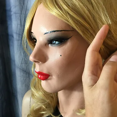 Latex Mask LIV RED +EYELASHES +WIG Crossdresser Woman Mask Trans* Rubber • £186.02