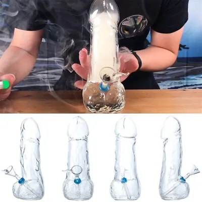 Creative 8  Male Penis Glass Bong Pipe Thick Smoking Water Pipes Hookahs Bubbler • £17.28