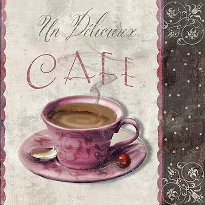 £4.90 • Buy 20 Paper Lunch Napkins French Cup Of COFFEE MEETING Decoupage Vintage Kitchen