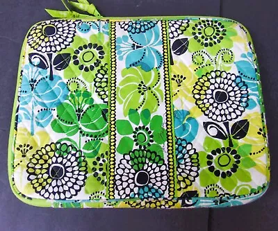 Vera Bradley Limes Up 13.5  X 10.5  Quilted Laptop Sleeve Bag Green Floral EUC • $9.99