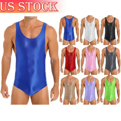 US Mens Bodysuit High Cut Thong Leotard Wrestling Singlet Athletic Gym Romper • $11.93