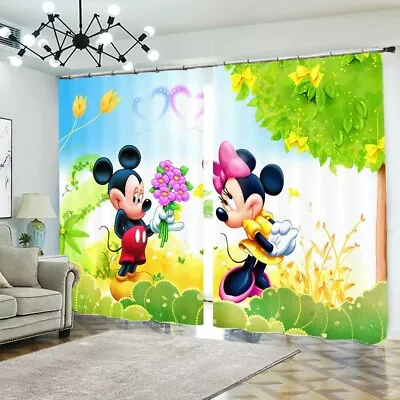 £172.26 • Buy Mickey Mouse Love 3D Blockout Photo Curtain Print Curtains Fabric Kids Window