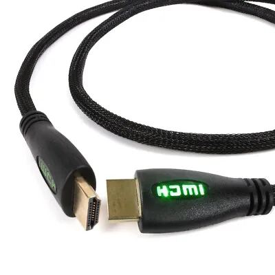 1 METRE GREEN LED XBOX HDMI CABLE Game Console PS4 Nintendo Switch TV Monitor • £6.98
