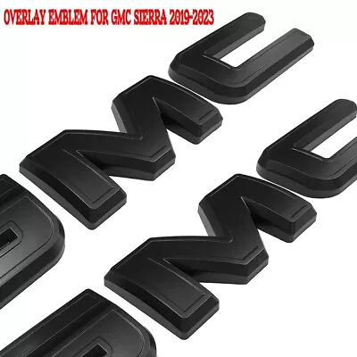 Front Rear Letter Matte Black Emblem Overlay 2019-23 For Sierra 1500 2500 3500HD • $42.99