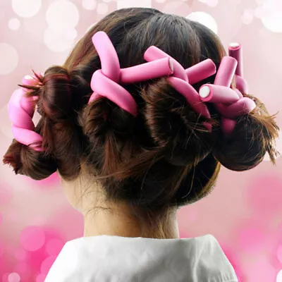 10pcs DIY Hair Roller Flexible Foam Rods Curly Spiral Twist Curlers Rollers Set • $10.97