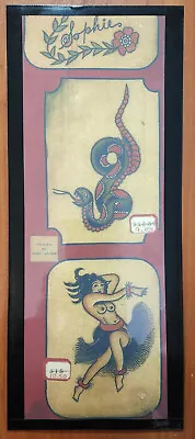 Bert Grimm Traditional Vintage Style Tattoo Flash Sheet 7x17  Hula Girl Snake • $29.99