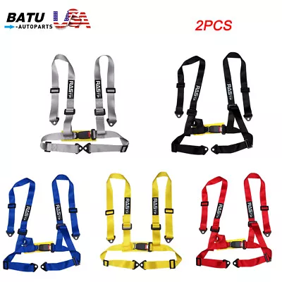 2PCS 2  4 Point JDM Racing Car Harness Seat Belt Safety Strap For Universal Car • $48.89