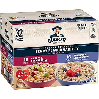 Quaker Instant Oatmeal Variety Pack With 100% Whole Grains 24 36 & 44 Count ✅ • $39.99