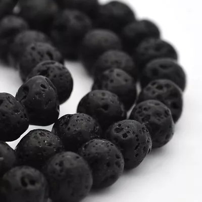 Strand 65+ 6mm Natural Volcanic Lava Rock Plain Round Diffuser Beads UK • £3.59