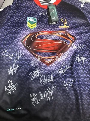 $750 • Buy MELBOURNE STORM  Superman Hand Signed Jersey Premiers Slater Smith Cronk + Team