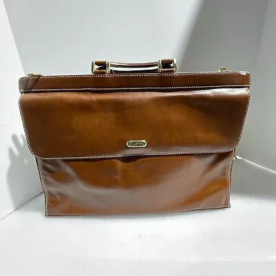 $125 • Buy Gold Pfeil Brown Leather Briefcase Document Bag