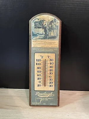 Vintage 1985 15  WOODEN ADVERTISING THERMOMETER RAWLEIGH MEDICAL CO.FREEPORT IL • $29.99