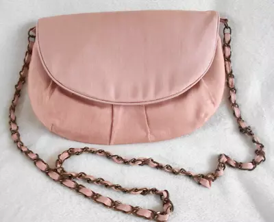 Martine Wester Dusky Pink Clutch Bag With Chain Shoulder Strap • £19