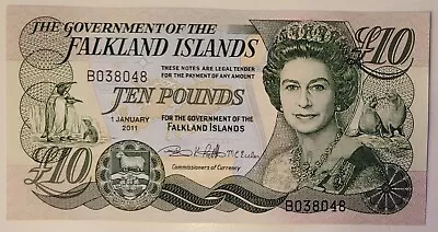 FALKLAND  ISLANDS  10 Pounds  2011     Queen Elizabeth II  UNC  P-18 • £37.50