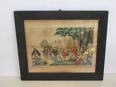 Antique  Original 1856 N Currier William Penn Treaty W/ Indians Print W/ Frame • $84.95