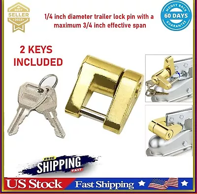 Trailer Hitch Coupler Lock Dia 1/4  Span 3/4  For Tow Boat RV Truck Car + 2 Keys • $6.49