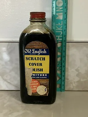 Vintage Old English Scratch Cover Polish Glass Bottle With Metal Lid • $19.99