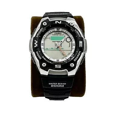 Casio Fishing Gear Men's Watch Quartz AQW-101 Thermometer Moon Phase Black Resin • $39.99