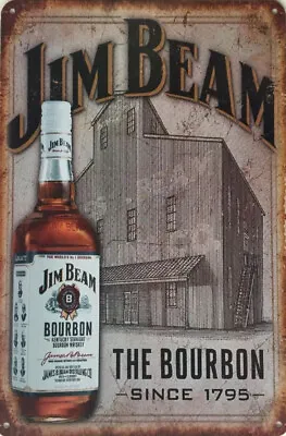 Jim Beam Rustic Vintage Metal Tin Signs Man Cave Shed & Bar AU SELLER • $9.99