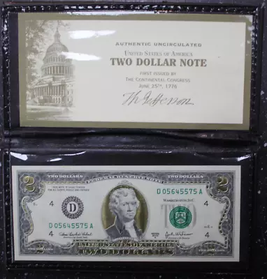 World Reserve Monetary Exchange 2003 A Two Dollar Note In Folder - 22k Gold Leaf • $20