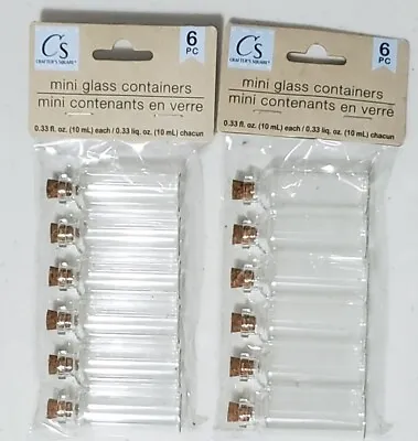 SET OF 2 10ml Mini Glass Bottles Jars Vials Container W/ Cork 6pc • $7.99